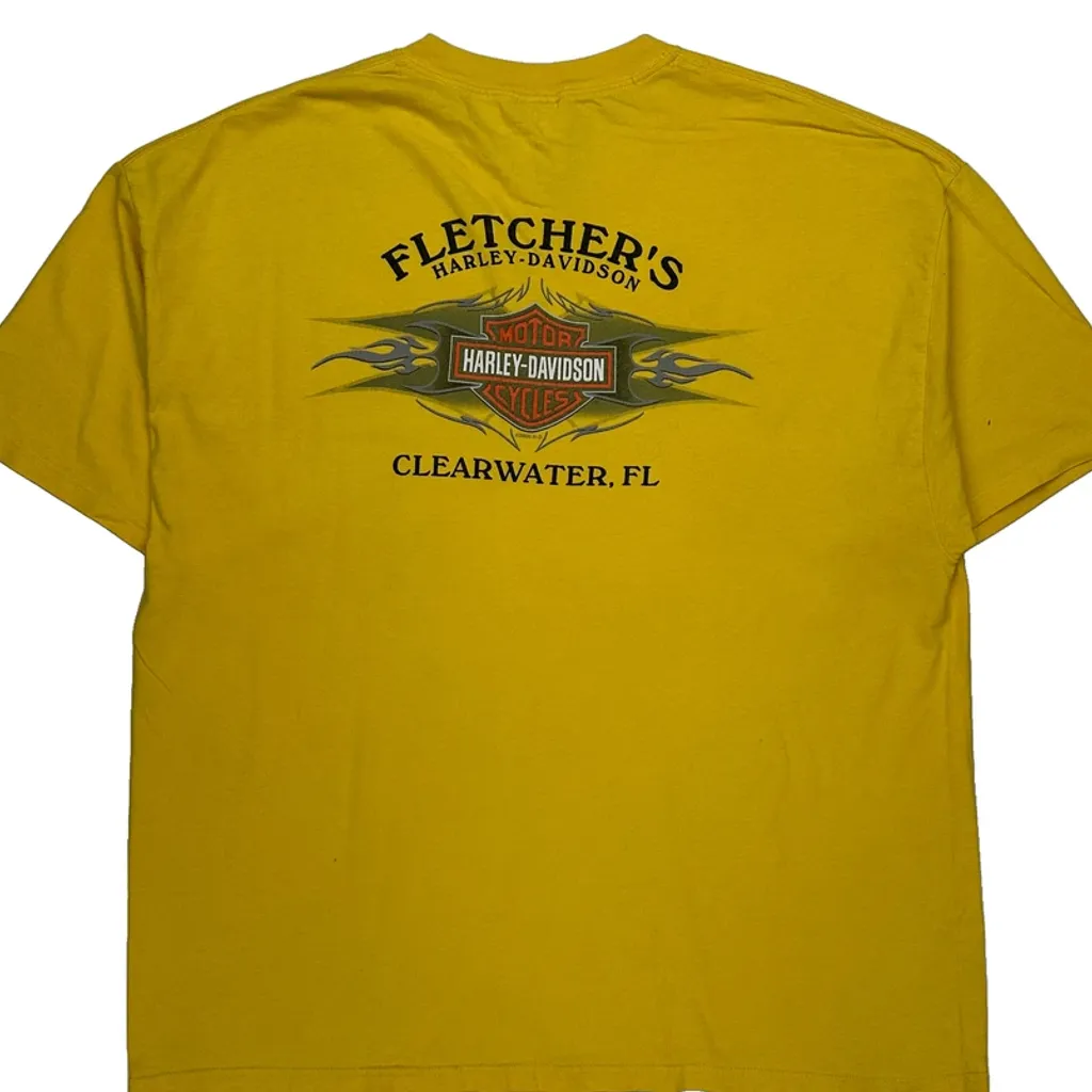 Motorcycles Harley Davidson Graphic T-Shirt - 2XL Yellow Cotton - Image 7