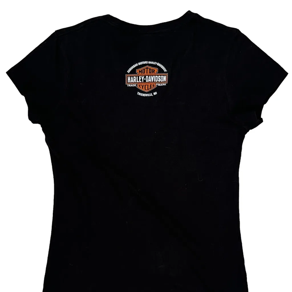 Motorcycles Harley Davidson Floral T-Shirt - Large Black Cotton - Image 7