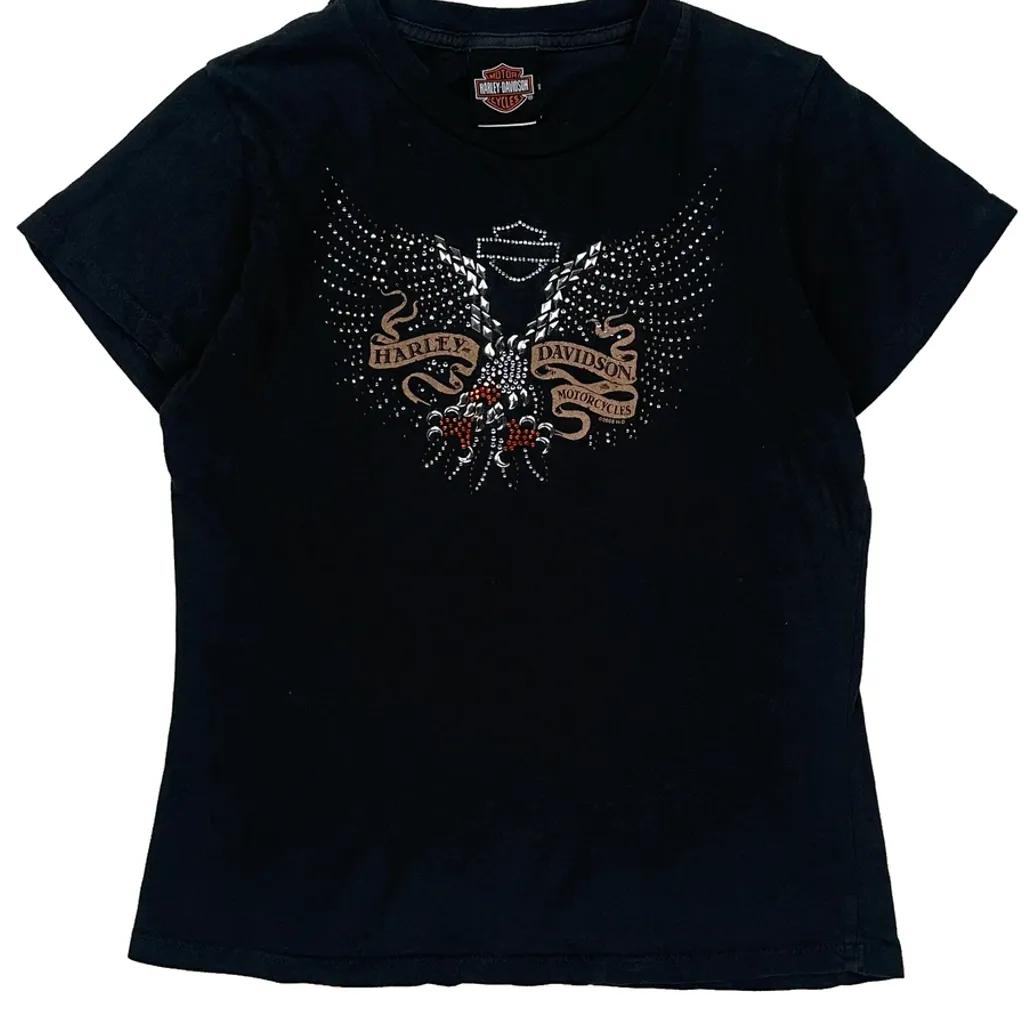 Motorcycles Harley Davidson Studded T-Shirt - Large Black Cotton - Image 5