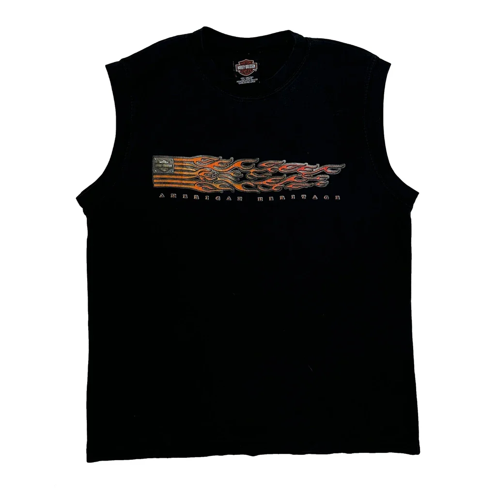 Motorcycles Harley Davidson Graphic Vest - Large Black Cotton