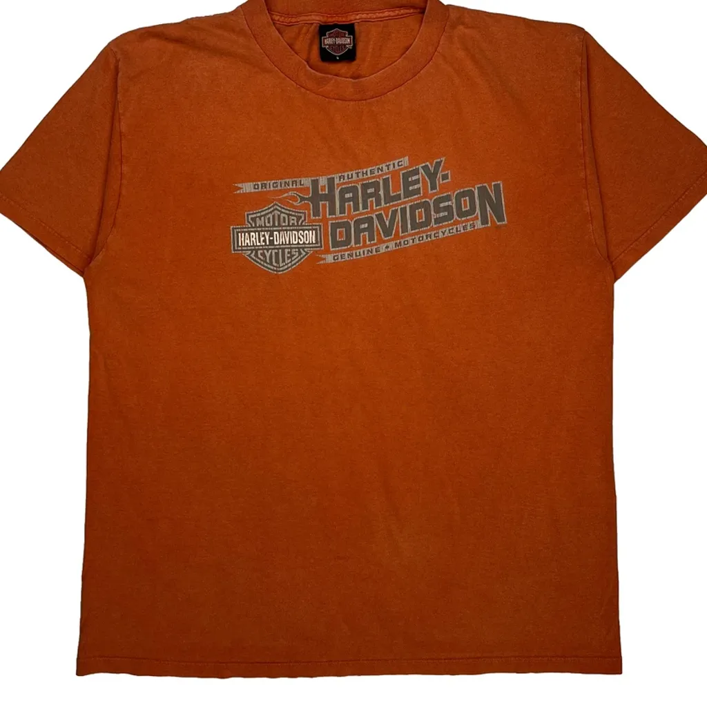 Mount Mckinley Harley Davidson Graphic T-Shirt - Large Orange Cotton - Image 5
