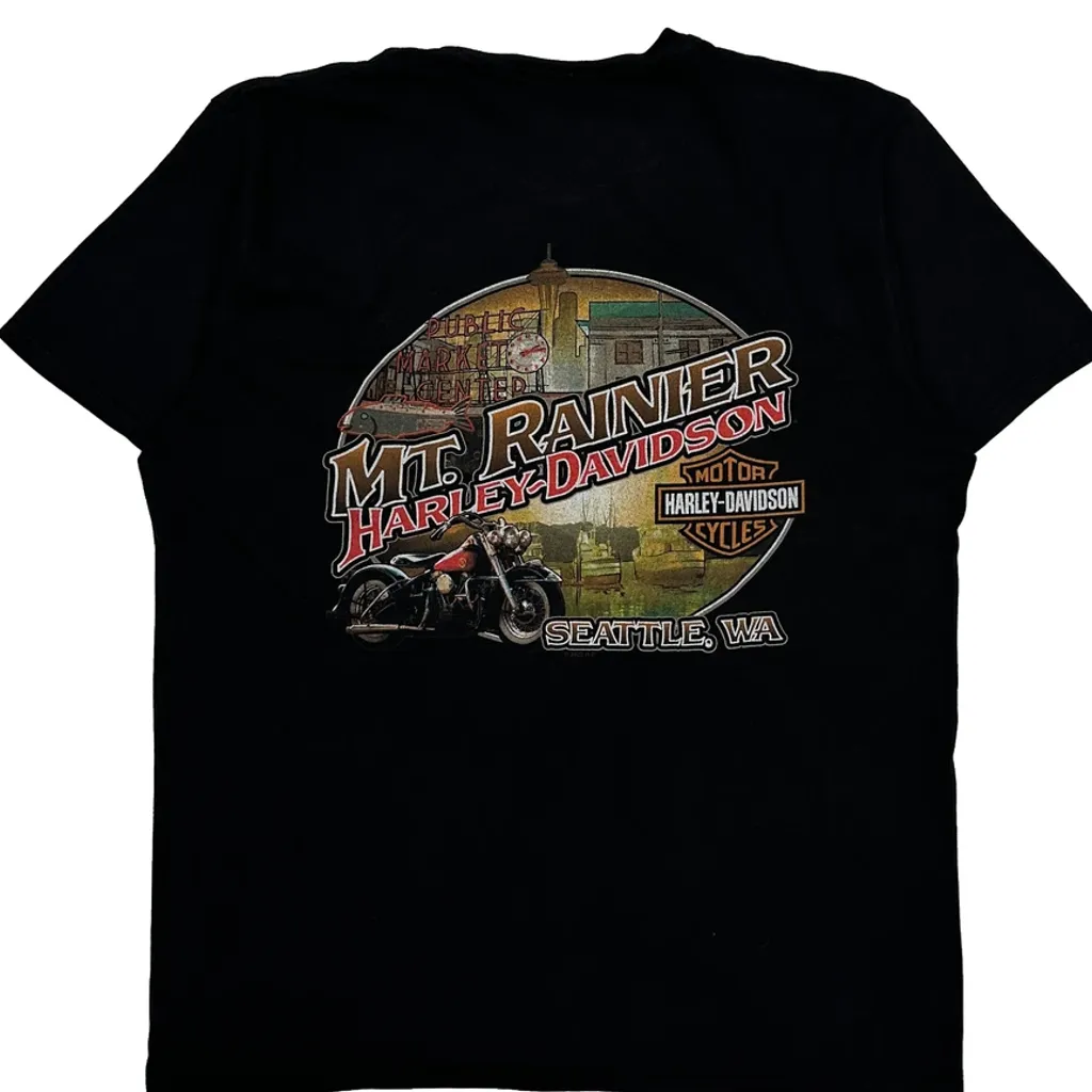 Mt. Rainier Harley Davidson Graphic T-Shirt - XL Black Cotton - Image 7