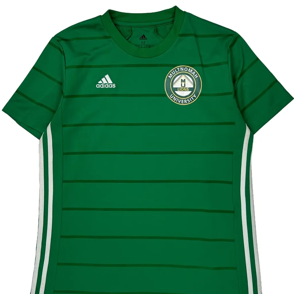 Multnomah University Lions Adidas Striped Football Shirt - Medium Green Polyester - Image 4