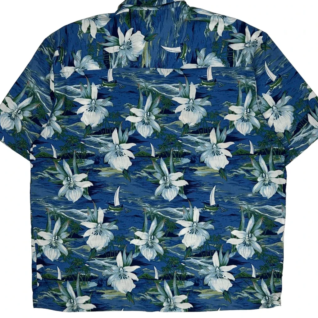 Munsingwear Floral Hawaiian Shirt - Large Blue Viscose - Image 6