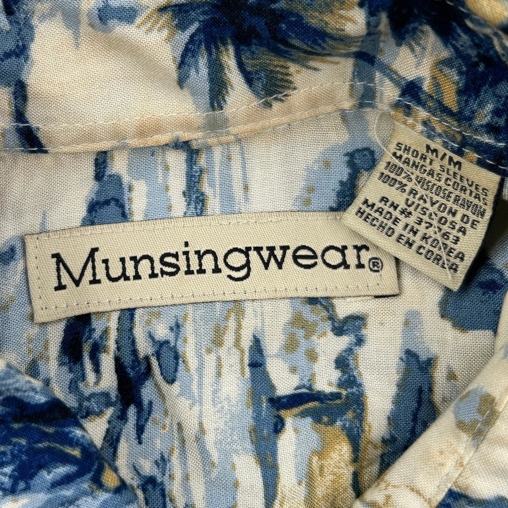 Munsingwear Hawaiian Shirt - Medium Blue Cotton - Image 3