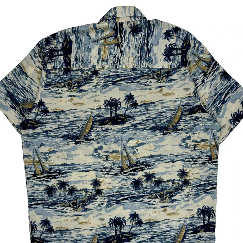 Munsingwear Hawaiian Shirt - Medium Blue Cotton - Image 7