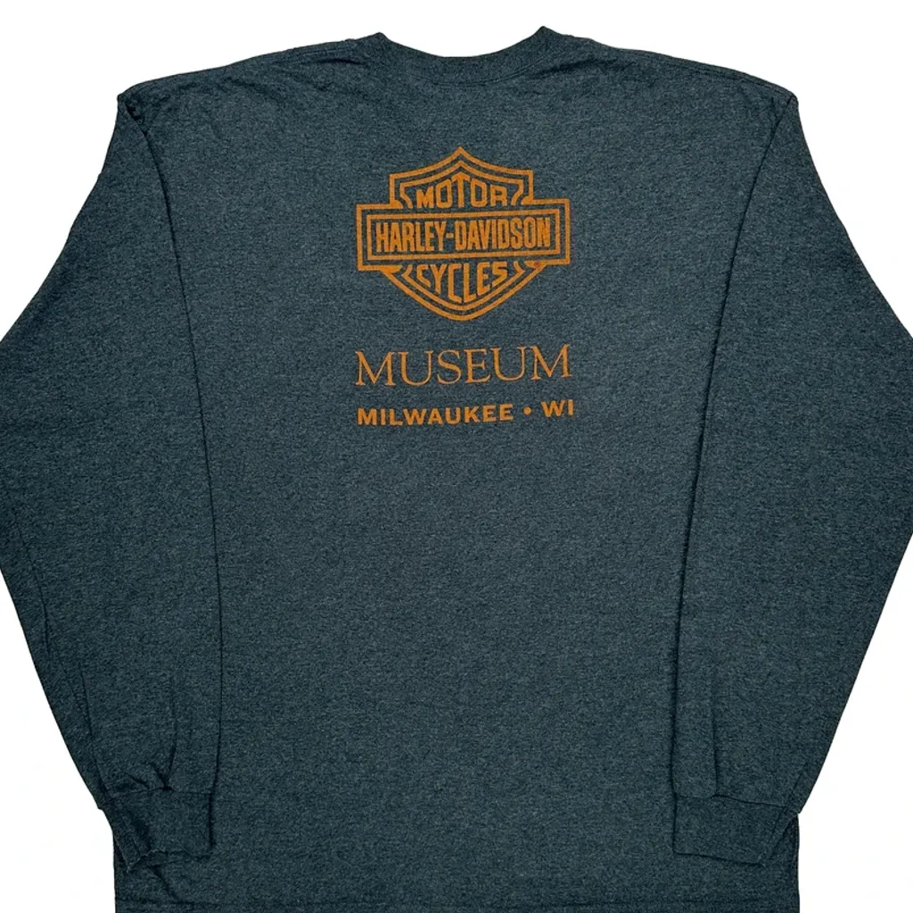 Museum Harley Davidson Long Sleeve T-Shirt - XL Grey Cotton - Image 6