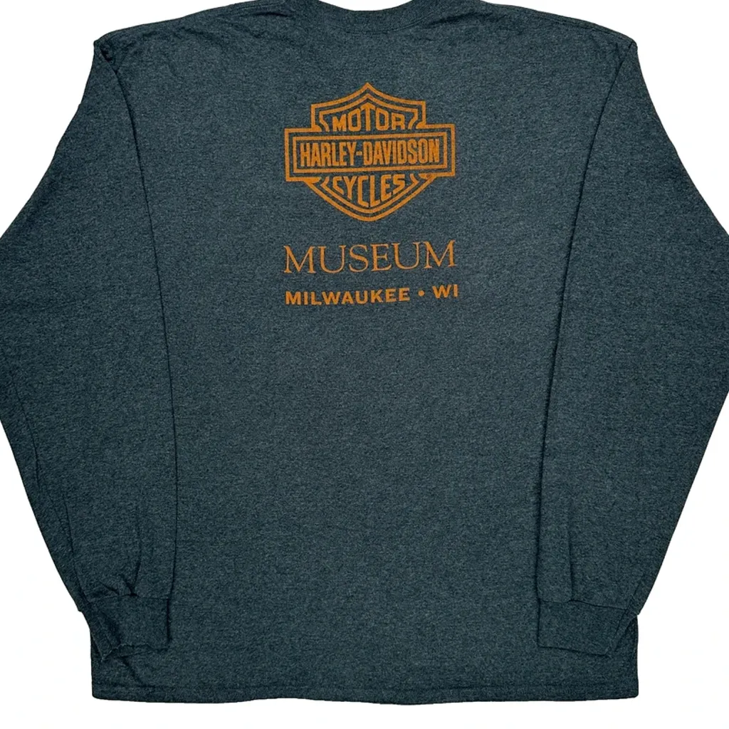 Museum Harley Davidson Long Sleeve T-Shirt - XL Grey Cotton - Image 7