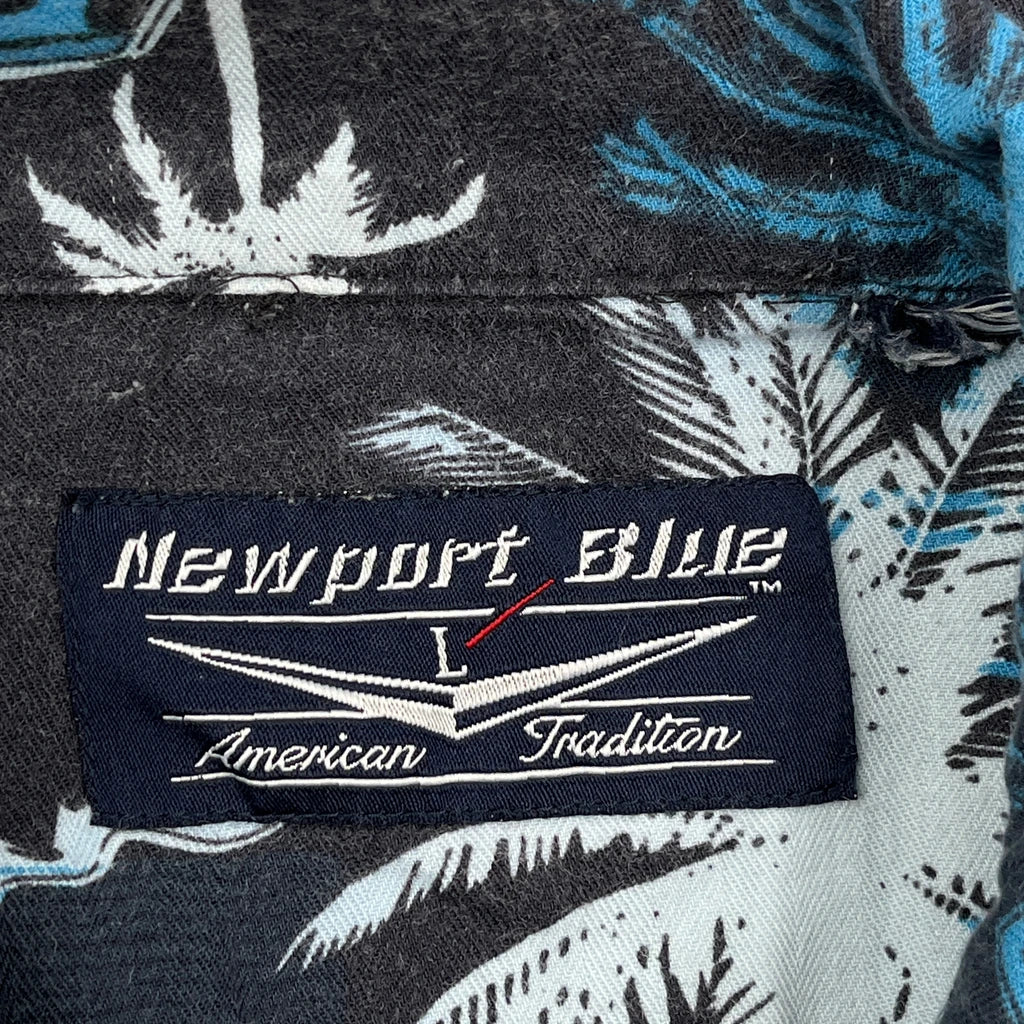 Mustang Newport Blue Graphic Hawaiian Shirt - Large Blue Cotton - Image 3