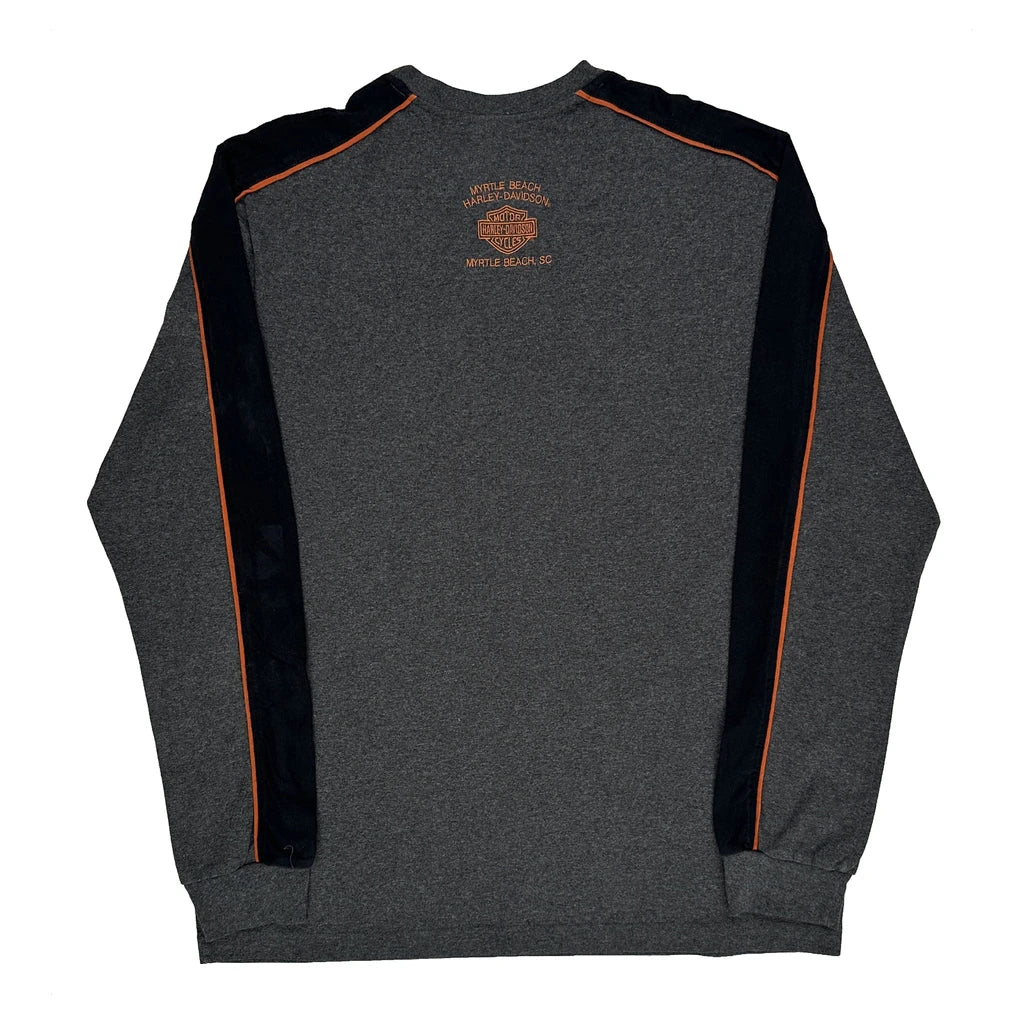 Myrtle Beach Sc Harley Davidson Long Sleeve T-Shirt - XL Grey Cotton - Image 2