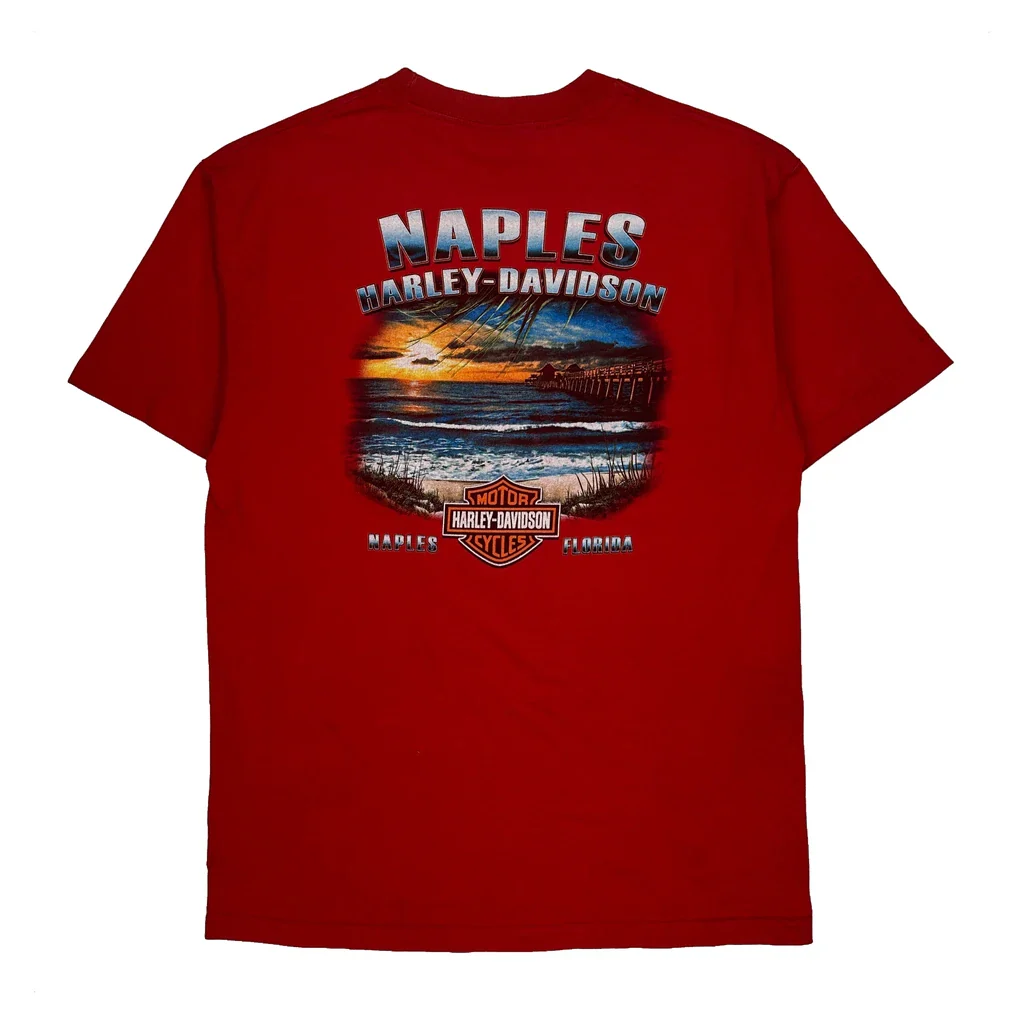 Naples Harley Davidson Graphic T-Shirt - Large Red Cotton - Image 2