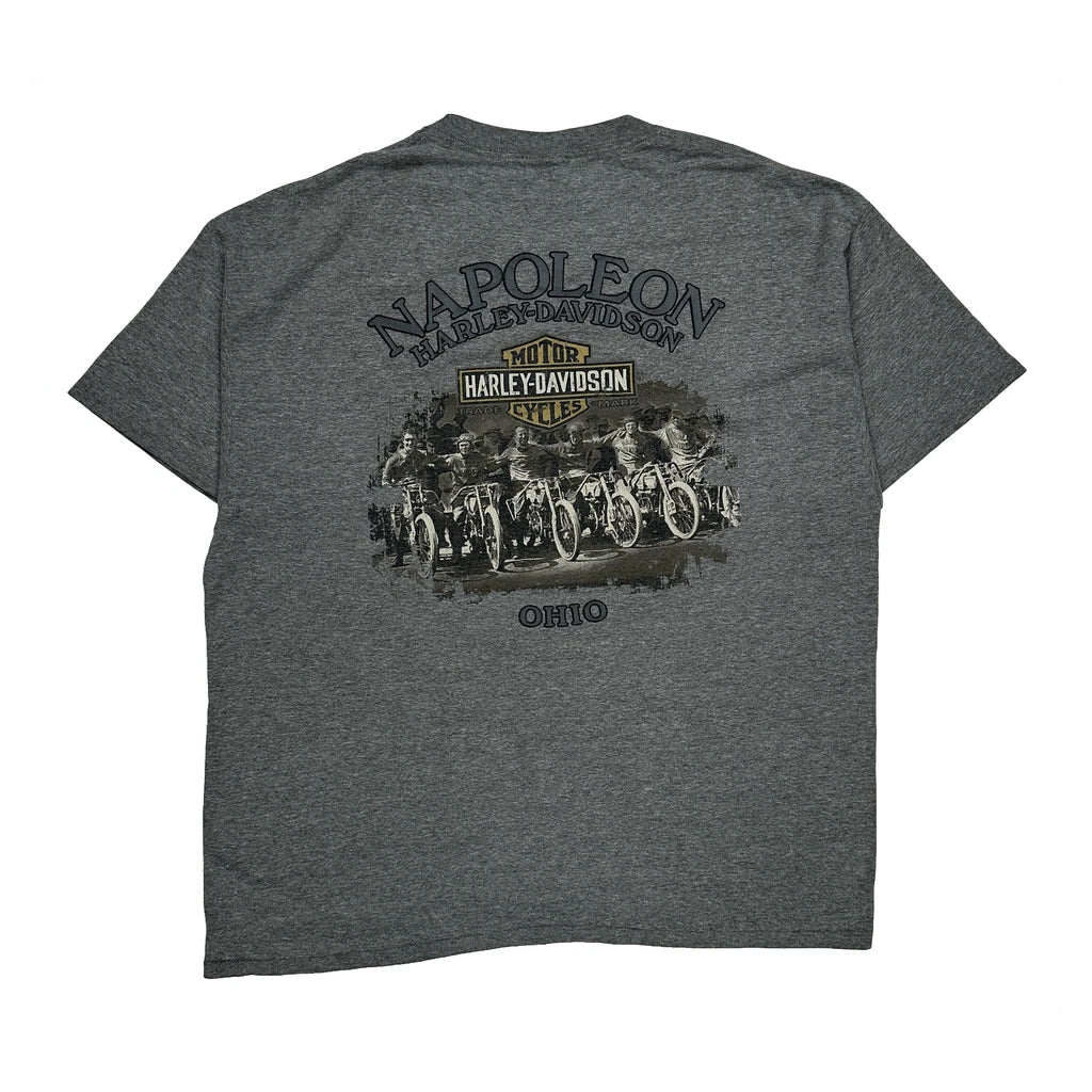 Napoleon Ohio Harley Davidson Graphic T-Shirt - XL Grey Cotton - Image 2