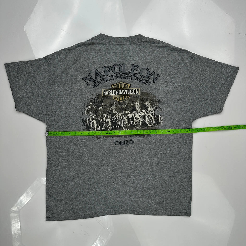Napoleon Ohio Harley Davidson Graphic T-Shirt - XL Grey Cotton - Image 3