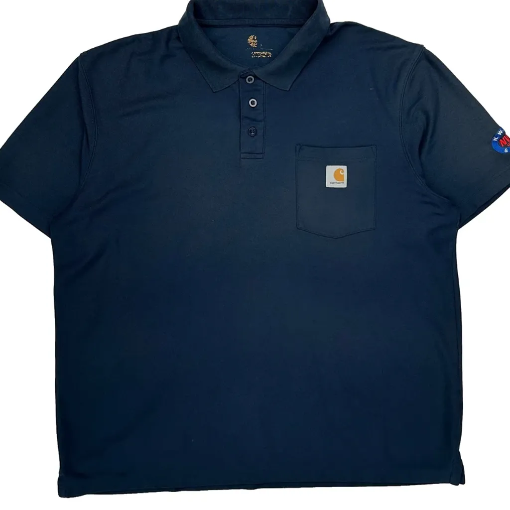 Nasa Patch On Sleeve Carhartt Polo Shirt - XL Navy Cotton - Image 6