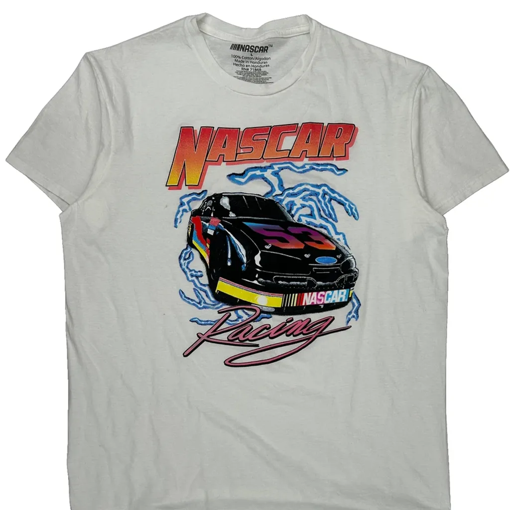 Nascar T-Shirt - Large White Cotton - Image 5