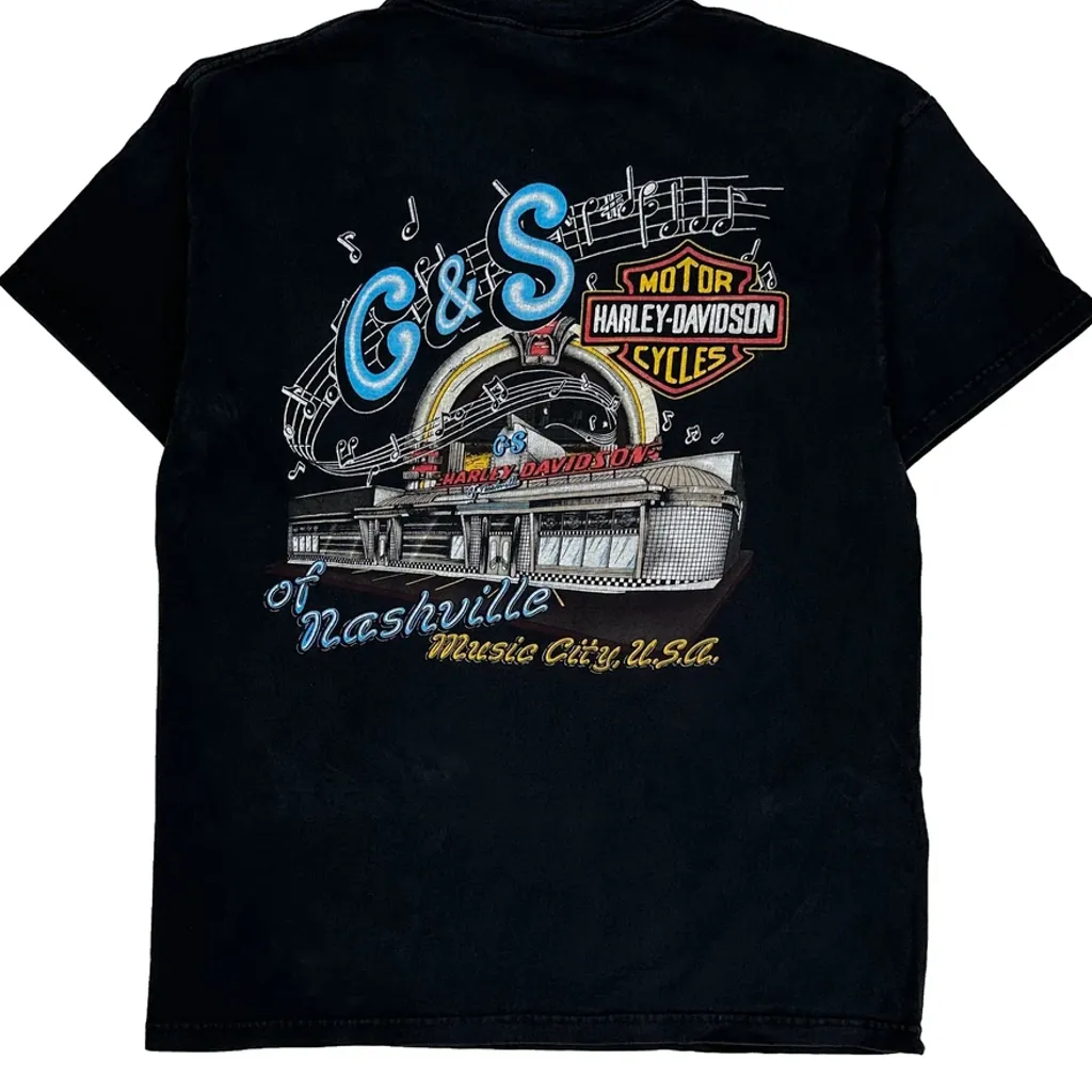 Nashville Harley Davidson Graphic T-Shirt - Large Black Cotton - Image 6