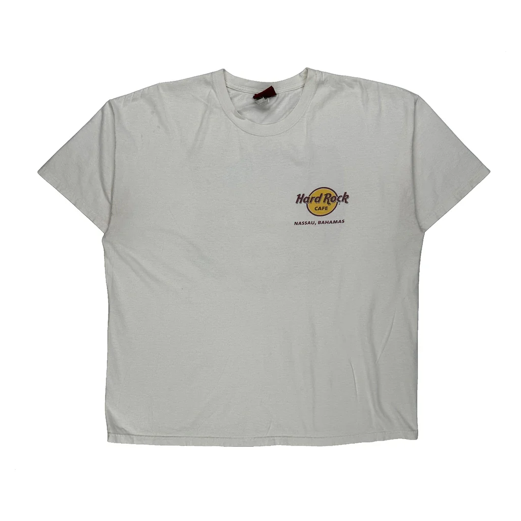 Nassau, Bahamas Hard Rock Cafe Graphic T-Shirt - XL White Cotton