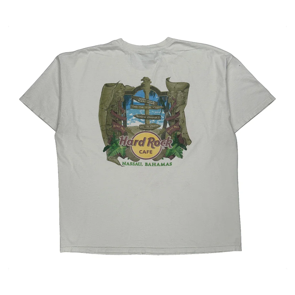 Nassau, Bahamas Hard Rock Cafe Graphic T-Shirt - XL White Cotton - Image 2
