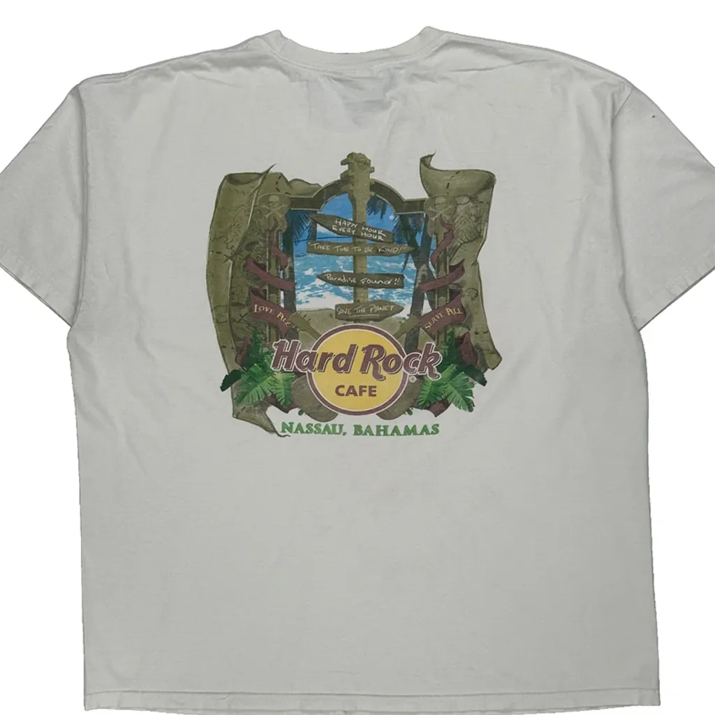 Nassau, Bahamas Hard Rock Cafe Graphic T-Shirt - XL White Cotton - Image 7