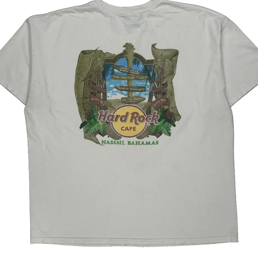 Nassau, Bahamas Hard Rock Cafe Graphic T-Shirt - XL White Cotton - Image 8