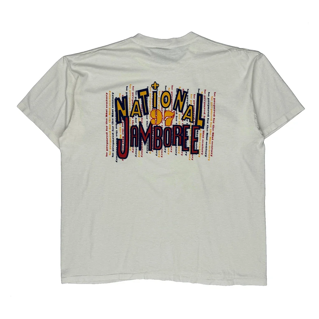 National Jamboree Oneita Graphic T-Shirt - XL White Cotton Blend - Image 2