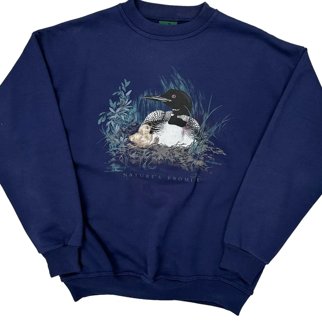 Nature'S Promise Northern Reflections Graphic Sweatshirt - Medium Blue Cotton - Image 6