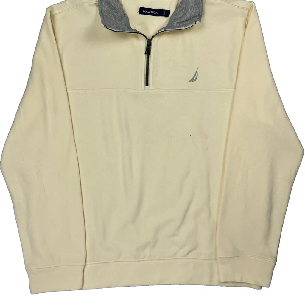 Nautica 1/4 Zip - Large Cream Cotton - Image 5