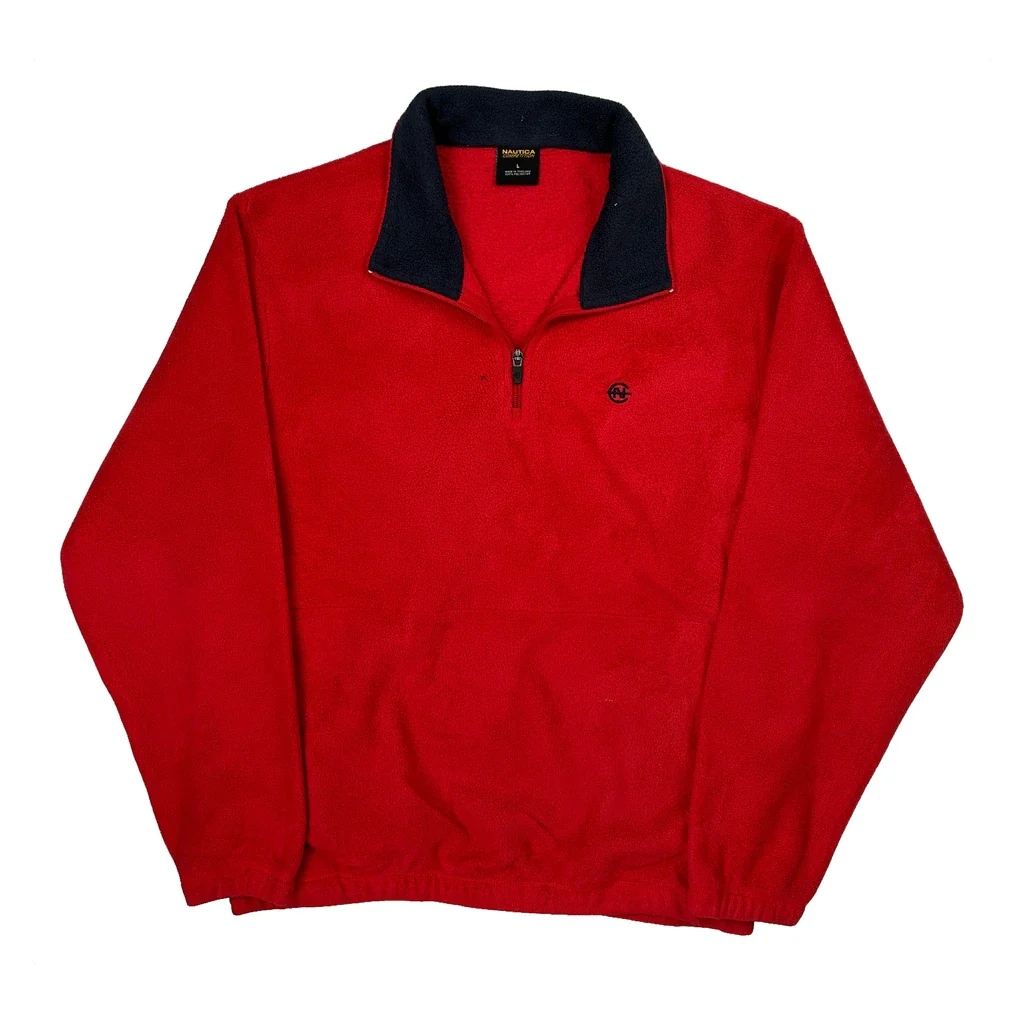 Nautica 1/4 Zip - Large Red Polyester