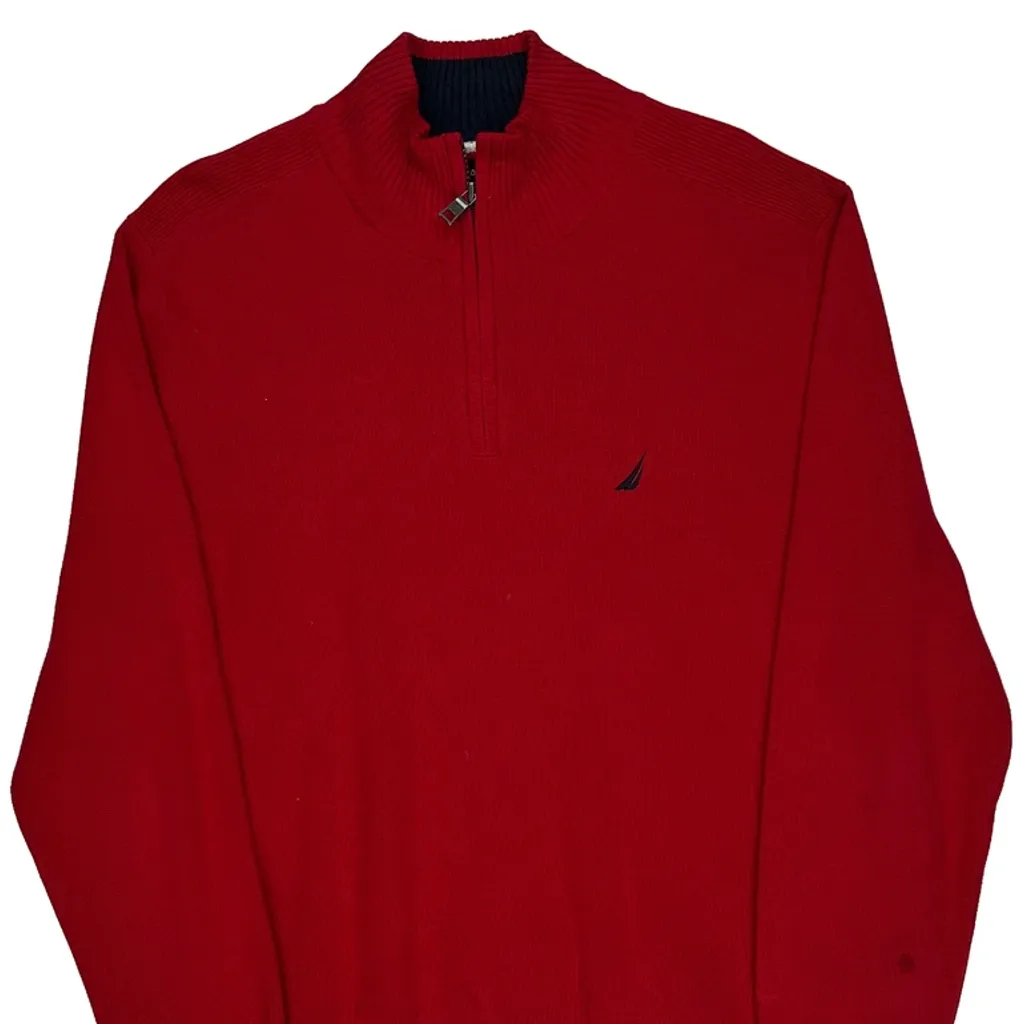Nautica 1/4 Zip - XL Red Cotton - Image 5