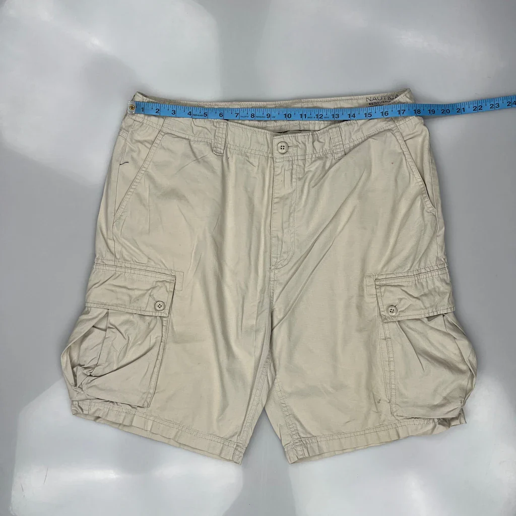 Nautica Cargo Shorts - 35W 9L Beige Cotton - Image 3