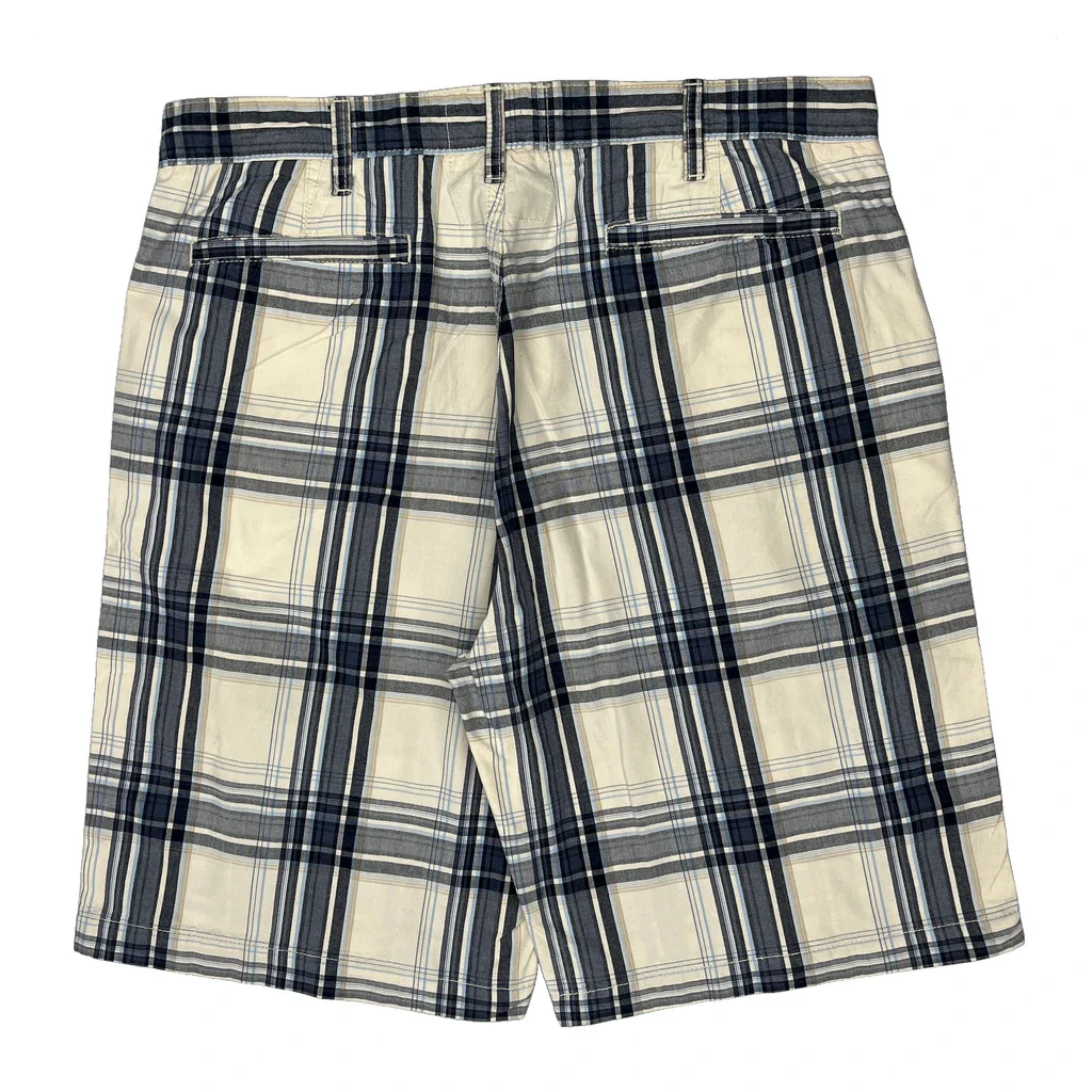 Nautica Checked Chino Shorts - 38W 9L Blue Cotton