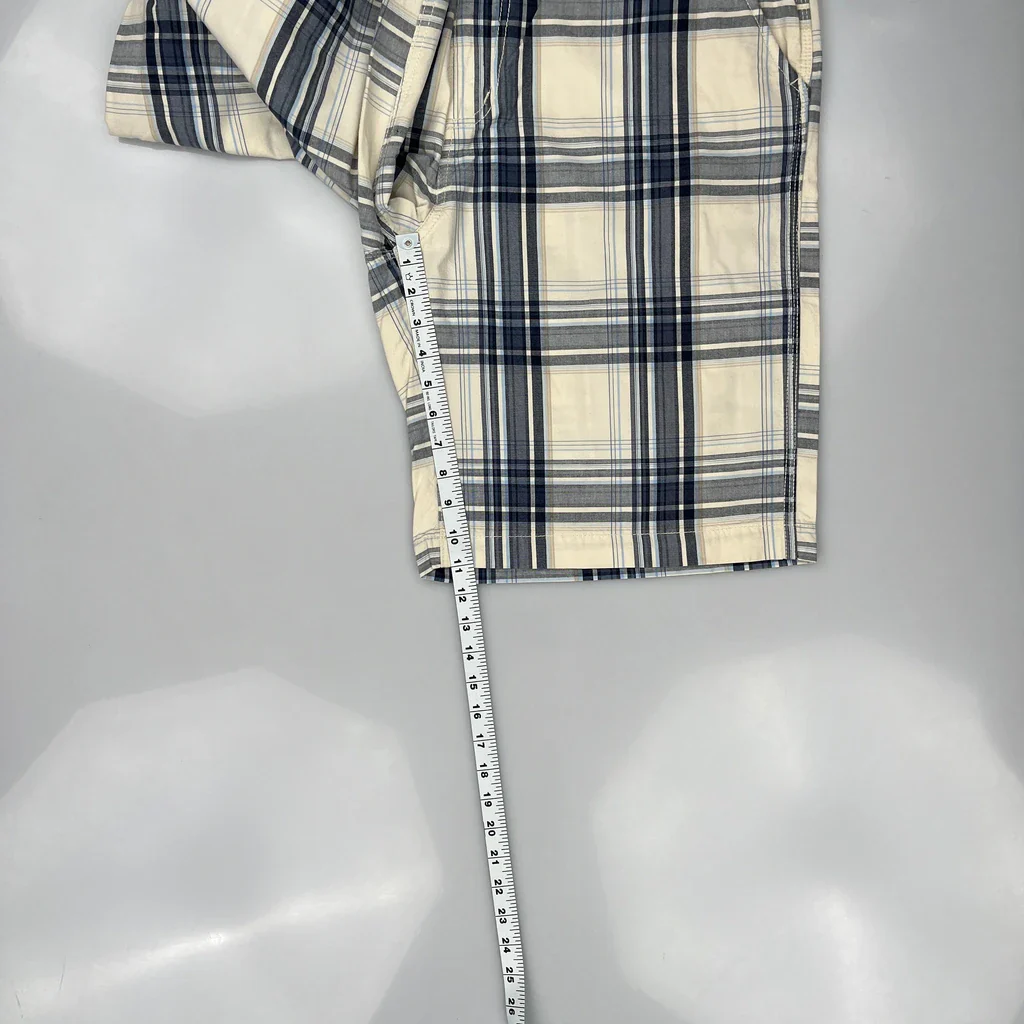 Nautica Checked Chino Shorts - 38W 9L Blue Cotton - Image 5