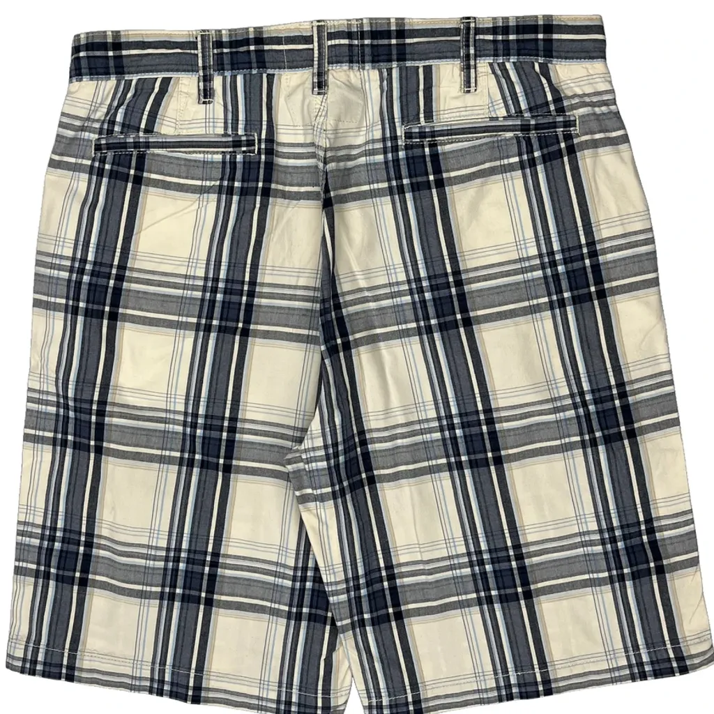 Nautica Checked Chino Shorts - 38W 9L Blue Cotton - Image 7