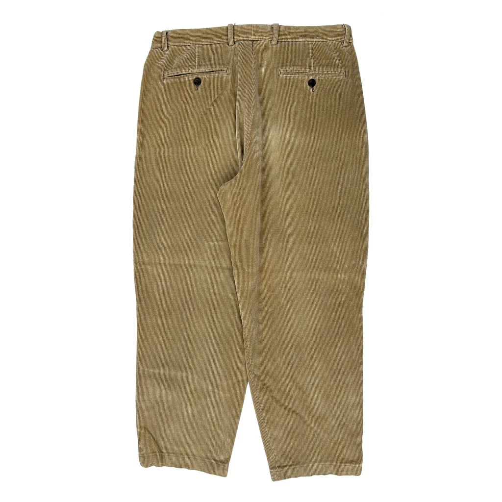 Nautica Pleated Loose Cord Trousers - 35″ Waist Beige Cotton - Image 2