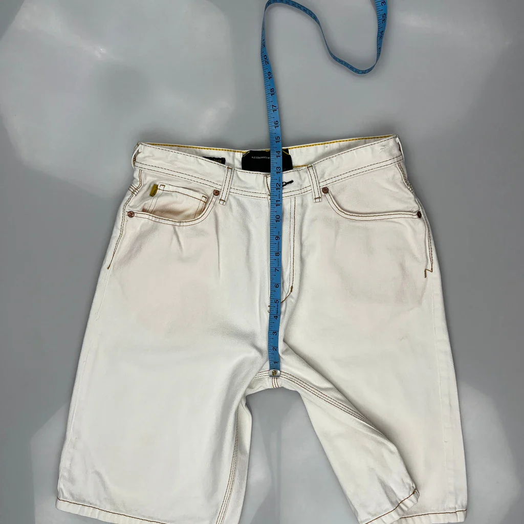 Nautica Baggy Denim Shorts - 32W 12L White Cotton - Image 4