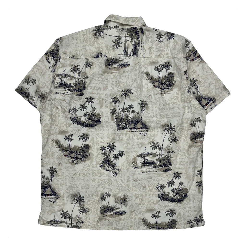 Nautica Hawaiian Shirt - Large Cream Cotton - Image 2