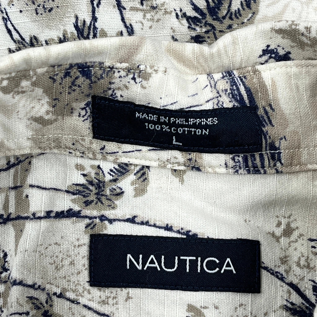 Nautica Hawaiian Shirt - Large Cream Cotton - Image 3