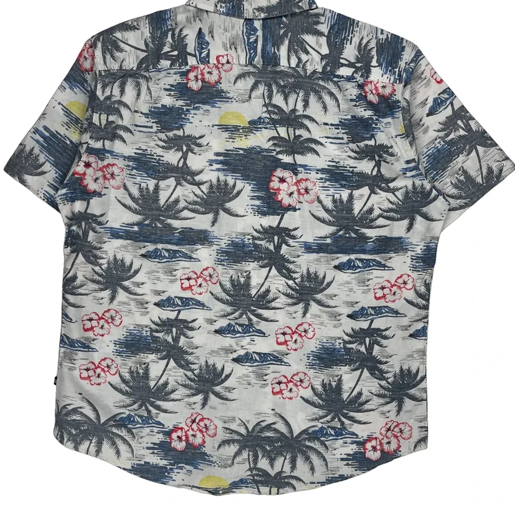 Nautica Floral Hawaiian Shirt - XL Grey Cotton Blend - Image 7
