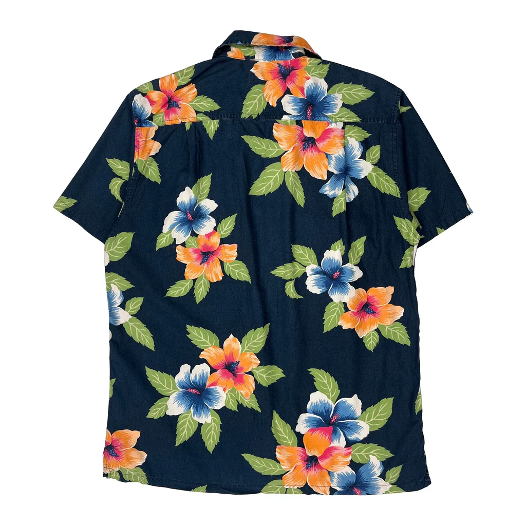 Nautica Floral Hawaiian Shirt - Medium Navy Cotton - Image 2