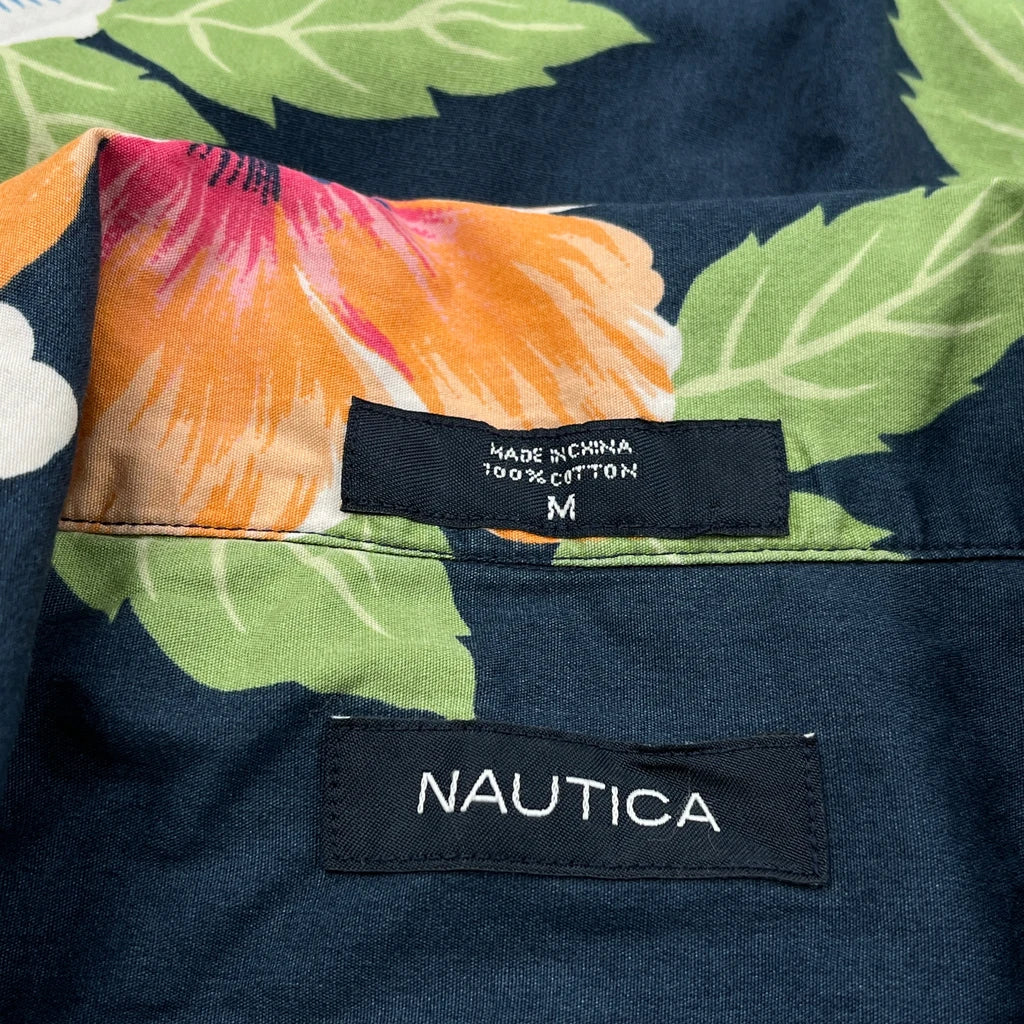 Nautica Floral Hawaiian Shirt - Medium Navy Cotton - Image 3