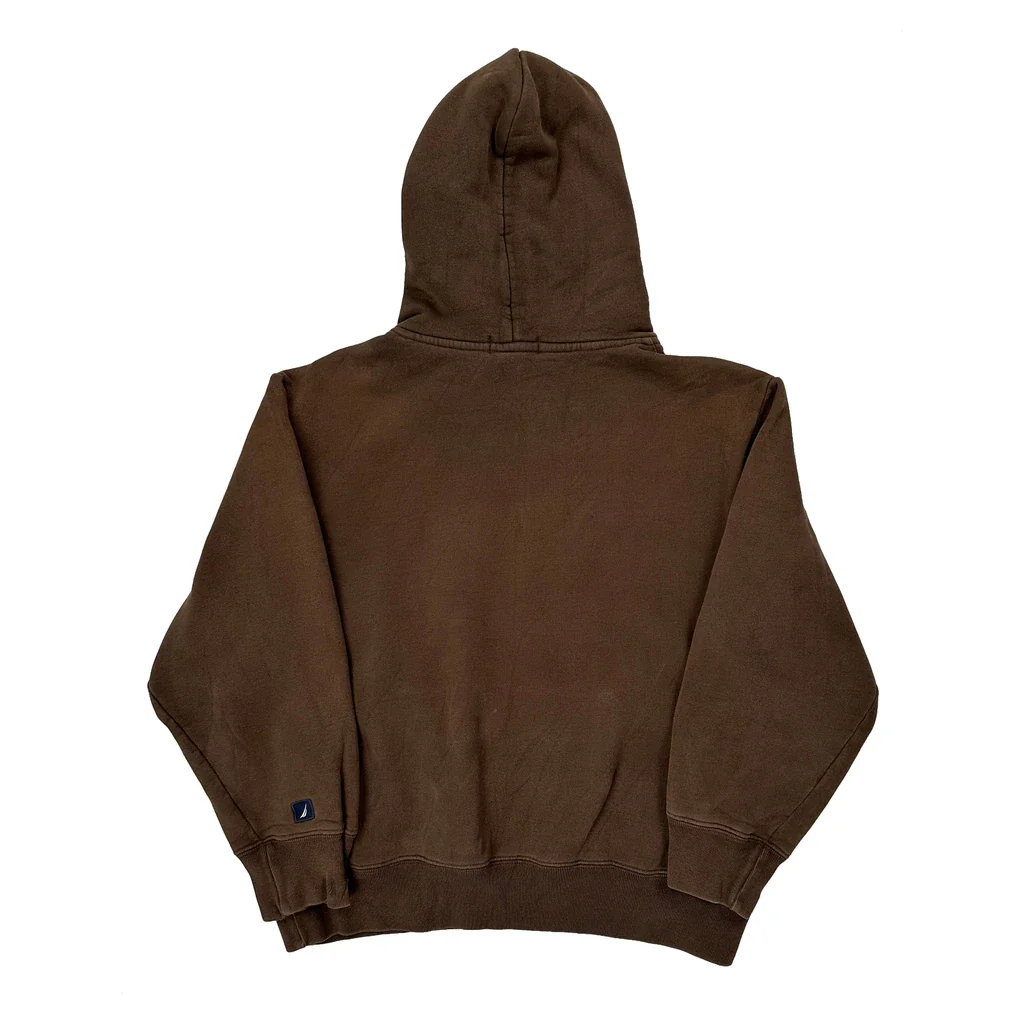 Nautica Spellout Hoodie - Medium Brown Cotton - Image 2