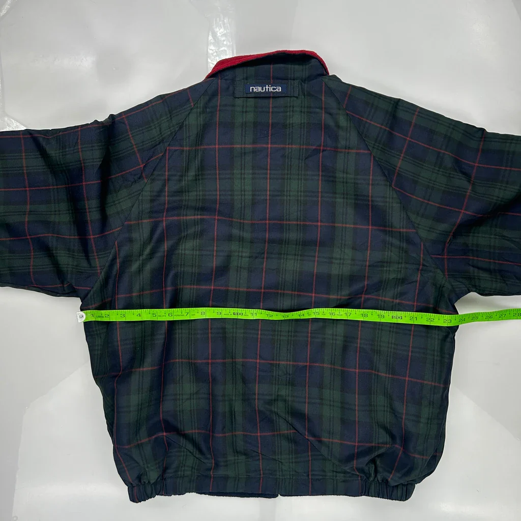 Nautica Checked Jacket - Large Green Polyester - Image 3
