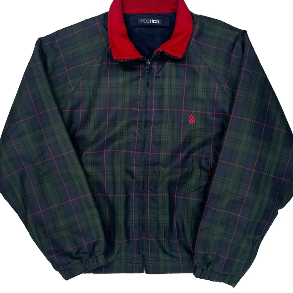 Nautica Checked Jacket - Large Green Polyester - Image 5
