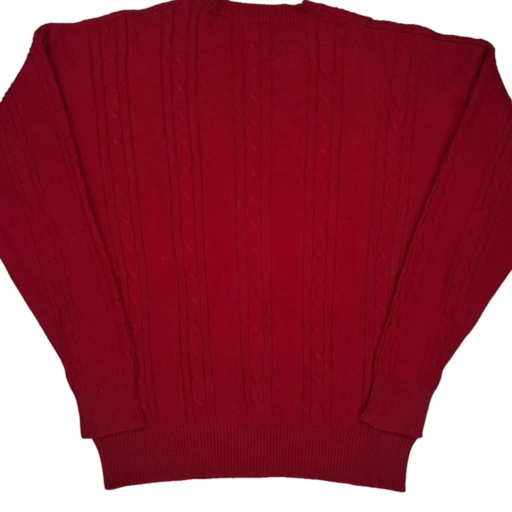 Nautica Cable Knit Jumper - Medium Red Cotton - Image 6