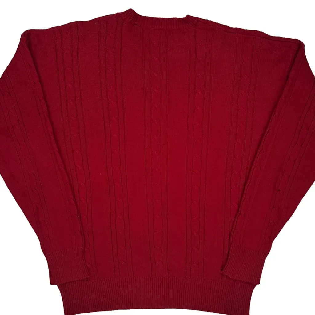Nautica Cable Knit Jumper - Medium Red Cotton - Image 7