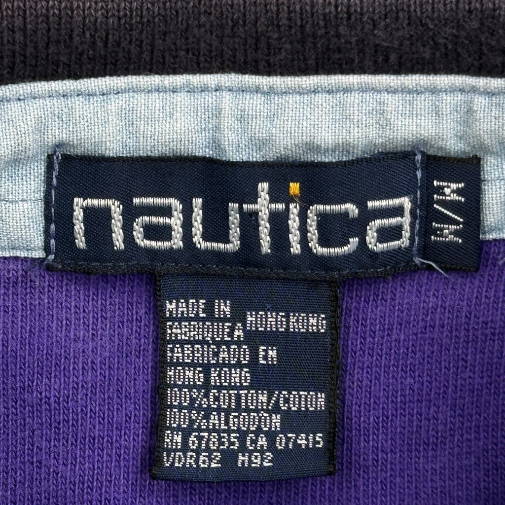 Nautica Striped Long Sleeve Polo Shirt - Medium Green Cotton - Image 3