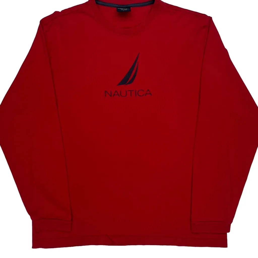 Nautica Long Sleeve T-Shirt - Large Red Cotton - Image 5