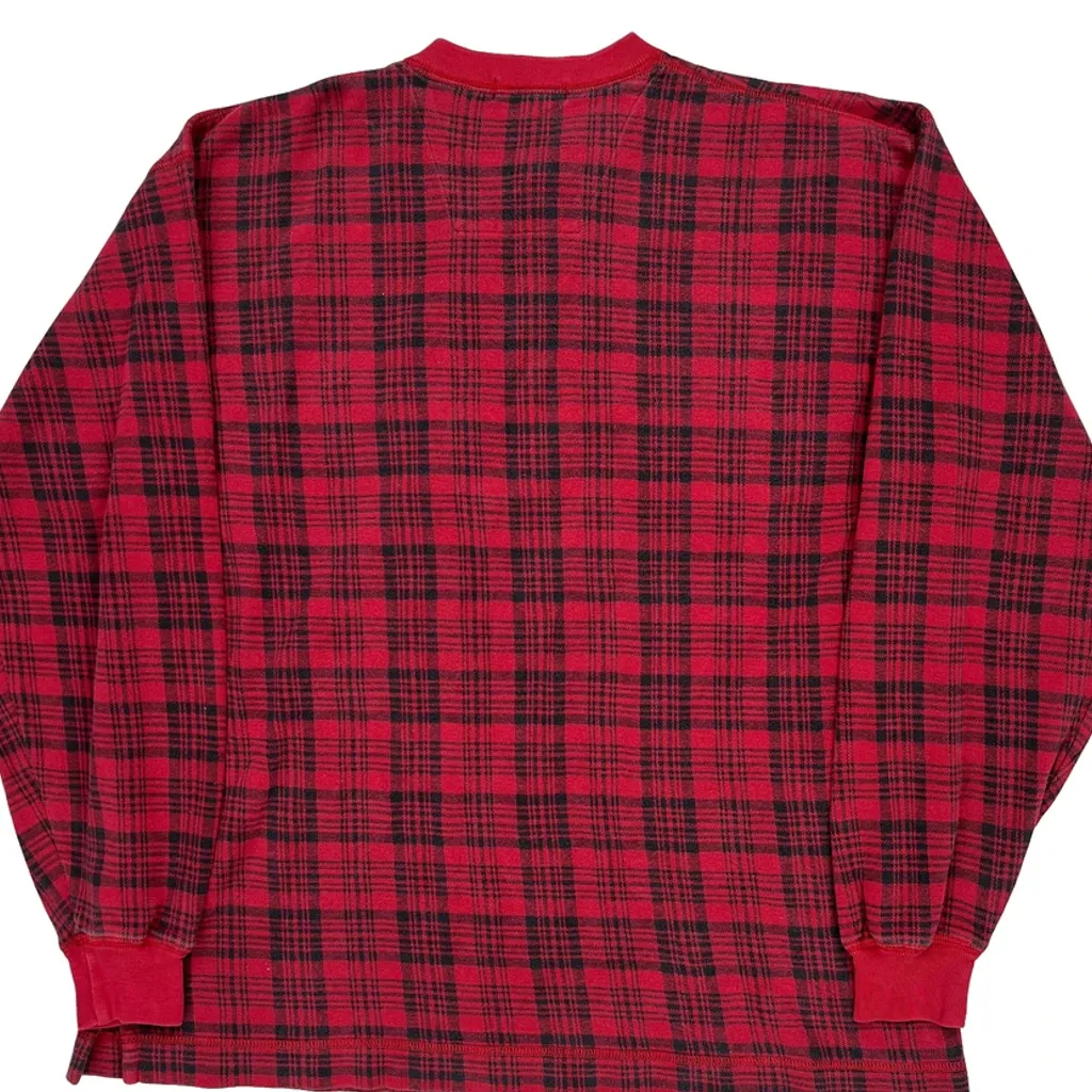 Nautica Checked Long Sleeve T-Shirt - Medium Red Cotton - Image 7