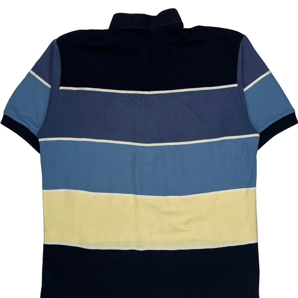 Nautica Striped Polo Shirt - Medium Blue Cotton - Image 6