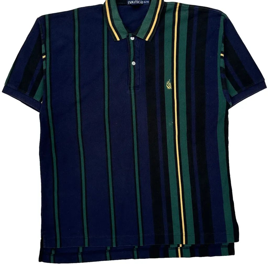 Nautica Striped Polo Shirt - XL Blue Cotton - Image 5